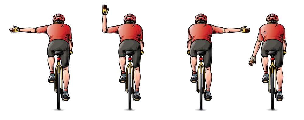 Illustration of how to signal your intentions when cycling